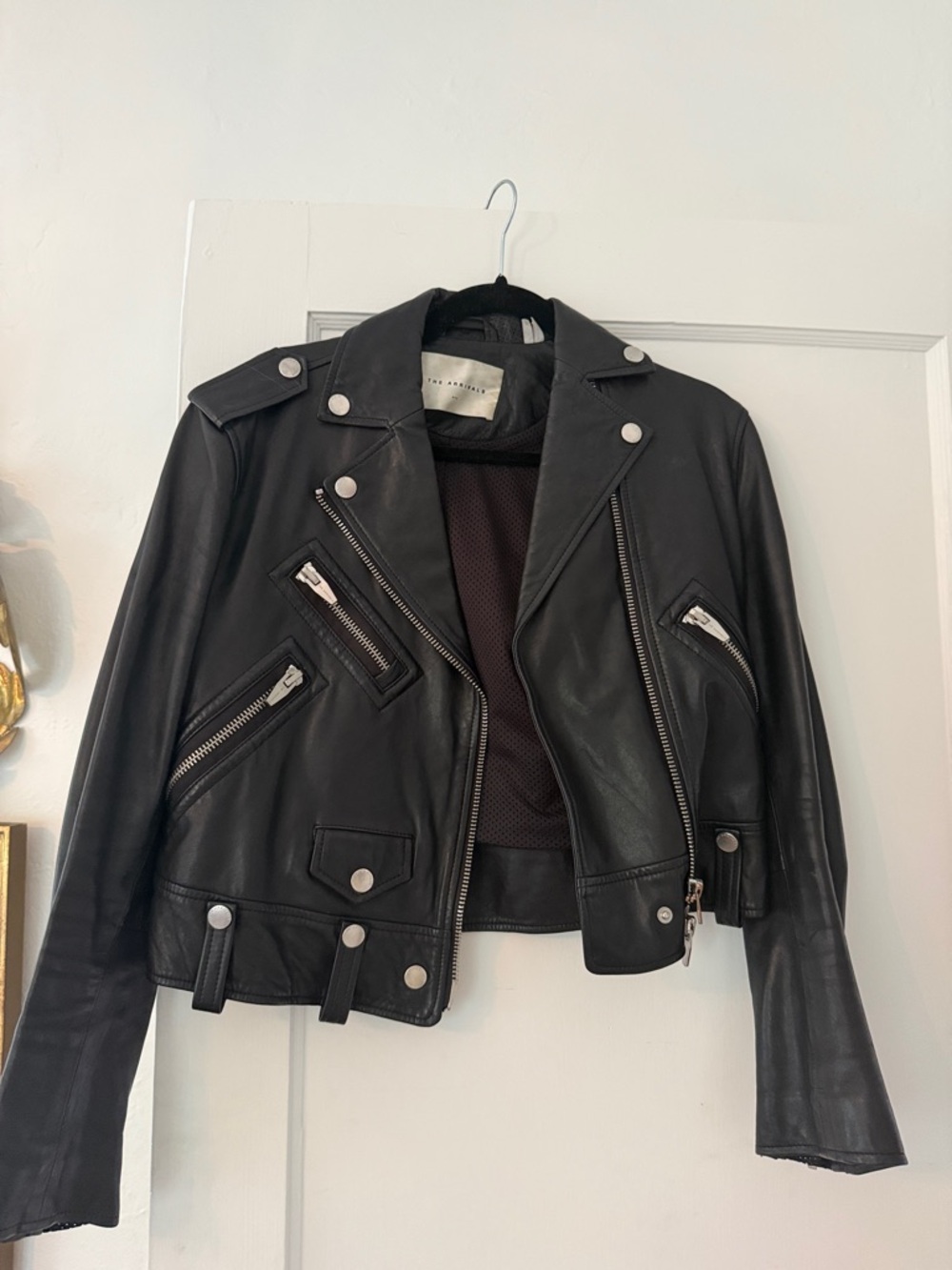 Black Leather Biker Jacket - Women